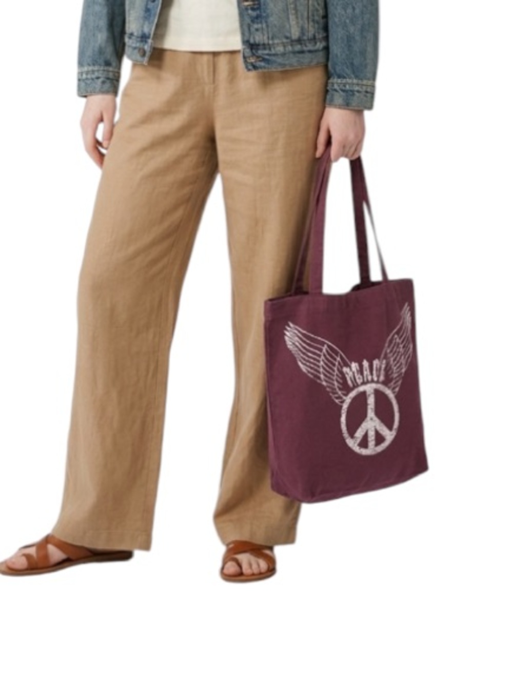 Vintage cotton tote bag wings Peace Tote bag cotton